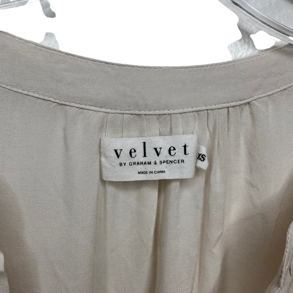 Velvet by Graham and Spencer trinette cream mixed media cotton blend blouse XS - Picture 7 of 10